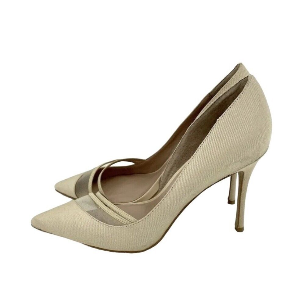 Zac Zac Posen Pumps Valerian Tan Fabric Pointed Toe Heels SZ 7 NEW - Picture 2 of 12